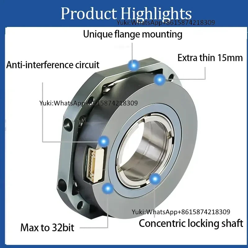 Hengxiang 14/15/19/20/24mm Hollow Shaft Absolute Rotary Encoder Single Turn 17-24 Bit IP50 Protection 6000min-1 Response