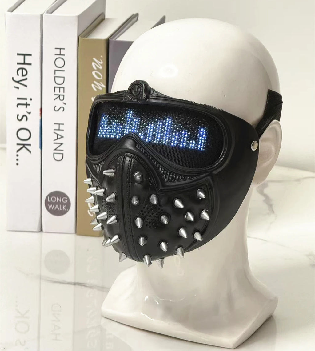 Bluetooth app LED Light Up Watch Dog 2 Masks Punk Rivet Mask Party Masquerade Costume Props Cosplay Mask for Halloween Party