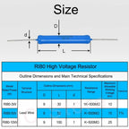 1PCS HVR80 1% 3W 5W 10W High Voltage Insulation Resistor 10K 1M 500M for Withstand Voltage Test Calibration Certification