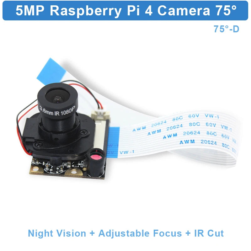 Raspberry Pi 5MP Camera OV5647 1080P Optional Wide Angle Night Vision IR-CUT Fisheye Webcam for Raspberry Pi 4 Model B 3B Plus