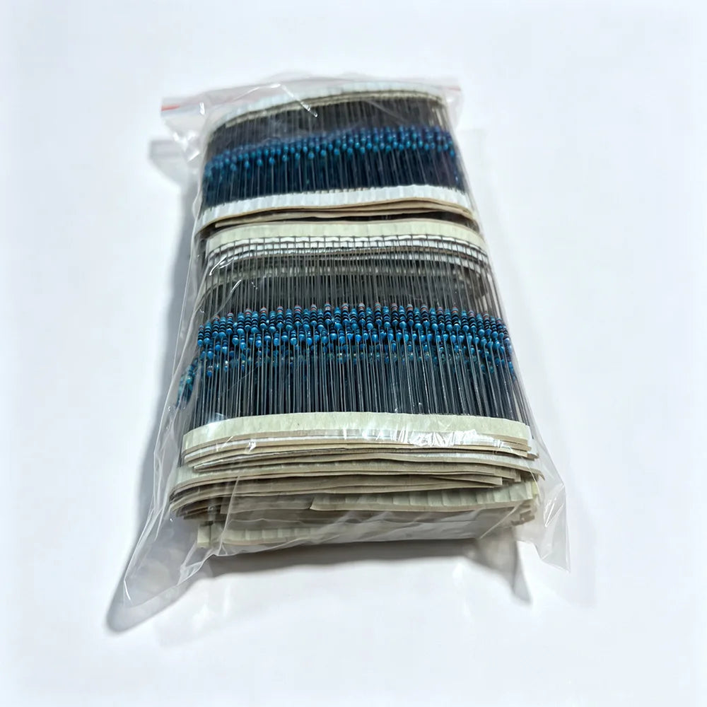 2600pcs Assorted Metal Film Resistors 130 Values 1/4W 0.25W 1% Fixed Resistor Kit for Electronics DIY Projects