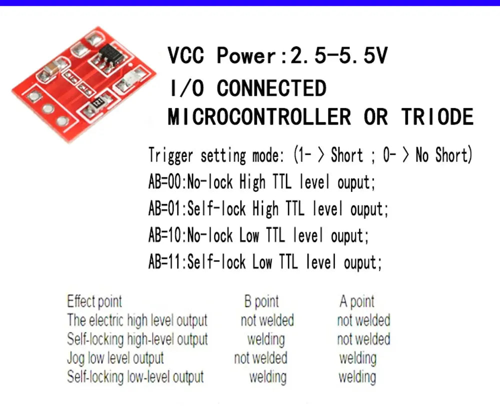 5pcs TTP223 Touch Key Switch Module Touching Button Self-Locking/No-Locking Capacitive Switches Single Channel Reconstruction