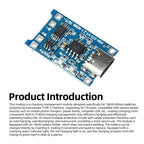 5pc Set Type-c Port 5v 1a 18650 Tp4056 Lithium Battery Charger Module Charging Board Charging Protection With Led Light