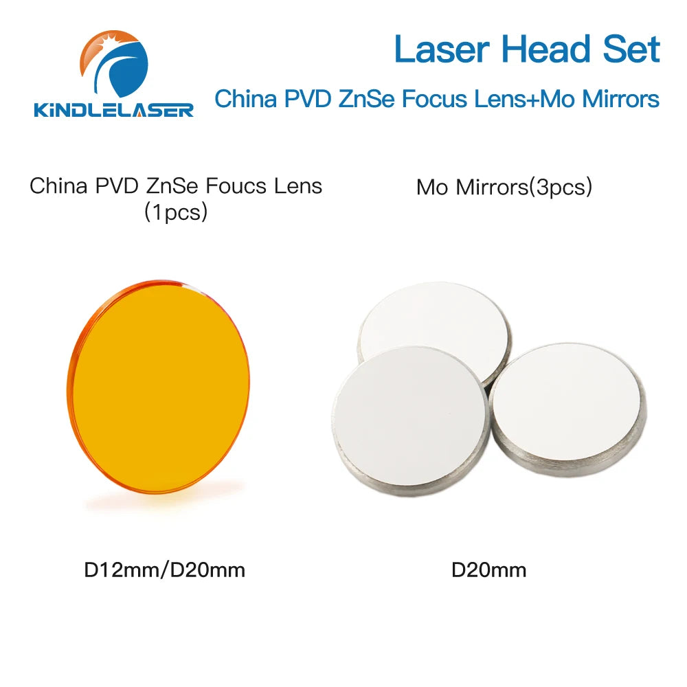 Kindlelaser K Series CO2 Laser Head Set D12/20 PVD Lens Dia.12/20mm Mo Mirror D20mm for K40 Laser Engraving Cutting Machine
