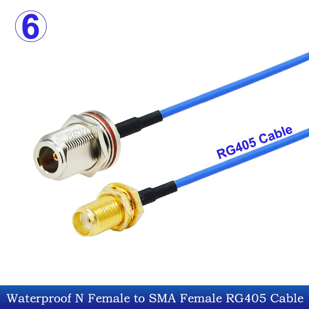 1PCS RG-405 N to SMA Connector SMA Male/Female to N Male/Female Blue RG405 Coaxial Pigtail Cable Extension Jumper 50Ohm