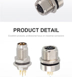 CAZN M8 Welding Panel Connector Male Female Back Mount Socket SMD 3 4 5 6 8 Core Angle Pin Male and Female Socket