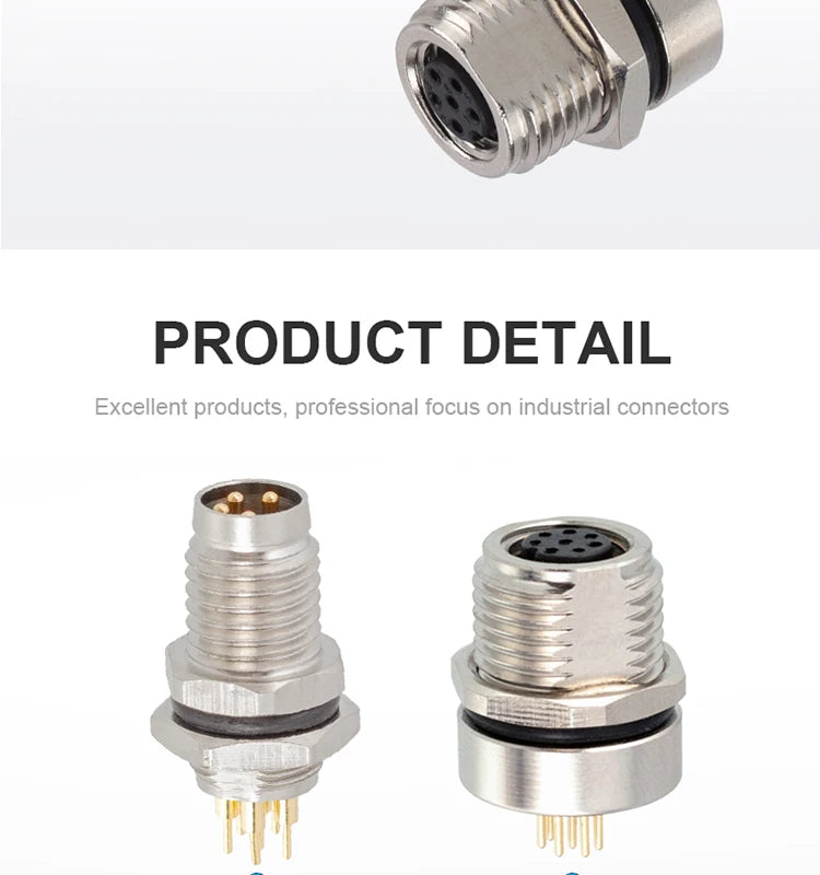 CAZN M8 Welding Panel Connector Male Female Back Mount Socket SMD 3 4 5 6 8 Core Angle Pin Male and Female Socket