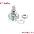 5Pcs/1pc Rotary Encoder EC11 EC12 EC16 15mm 20mm Half Plum Axis Handle Length Code Switch Digital Potentiometer with Switch 5Pin