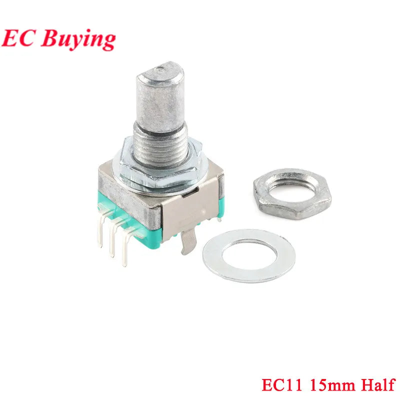 5Pcs/1pc Rotary Encoder EC11 EC12 EC16 15mm 20mm Half Plum Axis Handle Length Code Switch Digital Potentiometer with Switch 5Pin