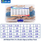 1/4W Metal Film Resistor Assortment Kit, 1/2W 1W 2W 3W 5W Through Hole Electronic Components Pack, 30/41/130 Kinds 1% Tolerance