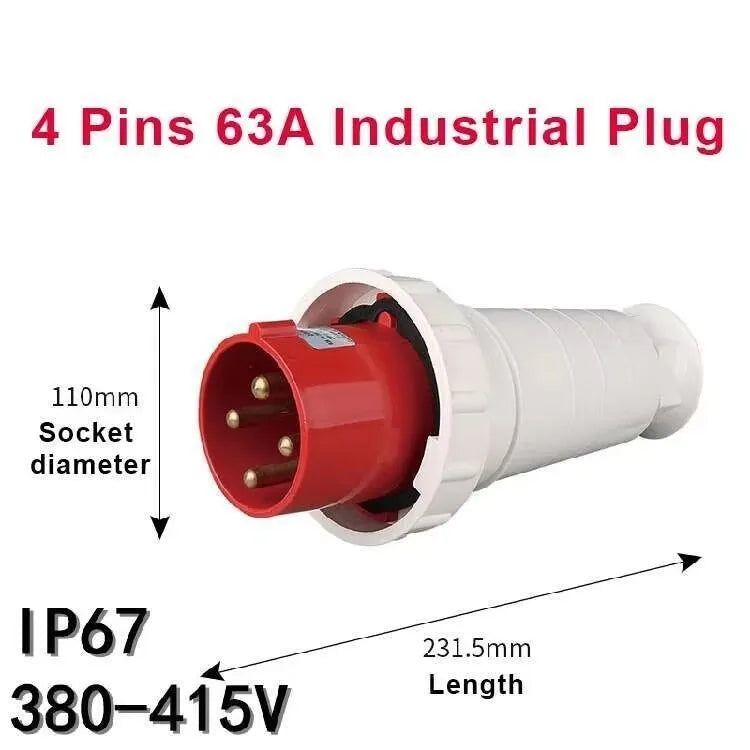 63A/125A Waterproof IP67 Aviation Explosion-proof Connector Surface And Concealed Industrial Plug Connctor 3 4 5 Core Pins
