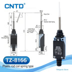 CNTD TZ-8166 Plunger Limit Switch SPDT 250VAC 6A with Coil Spring Rod IP65 Waterproof Industrial Micro Switch CE Certified
