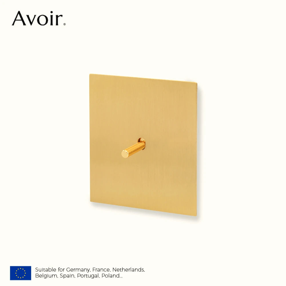 Avoir Metal Panel Toggle Switch 2 Way Gold Copper Lever Wall Power Socket European Plug Usb Type C Charging Port Lighting Dimmer