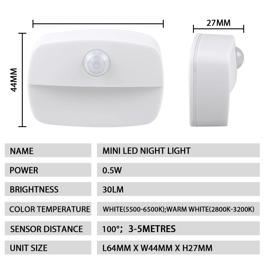 1/3/6 Pack Motion Sensor Night Light Battery Powered AAA Stick Anywhere Auto on Off Soft Light for Wardrobe Bedside Bathroom