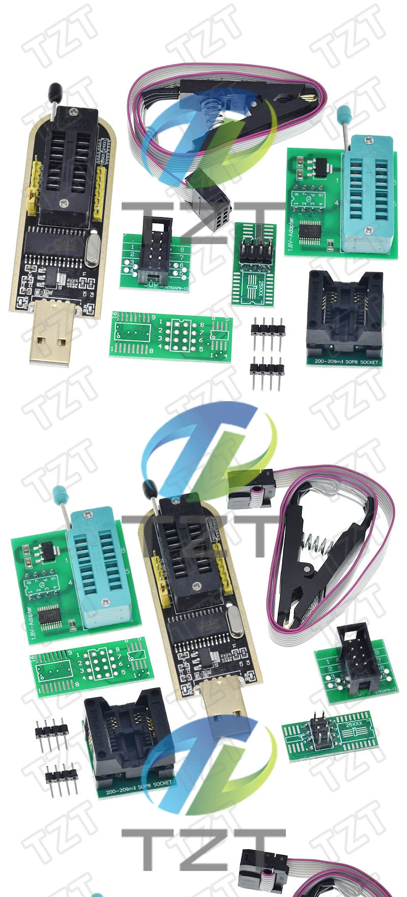 CH341B CH341 24 25 Series EEPROM Flash BIOS USB Programmer Module SOIC8 SOP8 Test Clip For EEPROM 93CXX / 25CXX / 24CXX DIY KIT