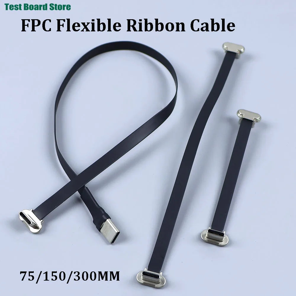 1/2PCS USB C Type-C USB FPC Soft Flat Cable Male To Male Charging Wire Fast Charge Cable Extention for Phone 75/150/300mm