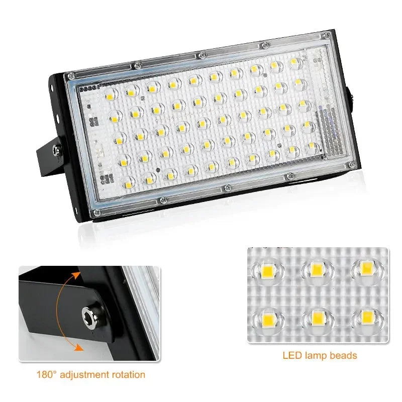 50W LED RGB Flood Light AC220V Outdoor Floodlight IP66 Waterproof Reflector Spotlight Red Green Blue 3 Color For Garden Lighting