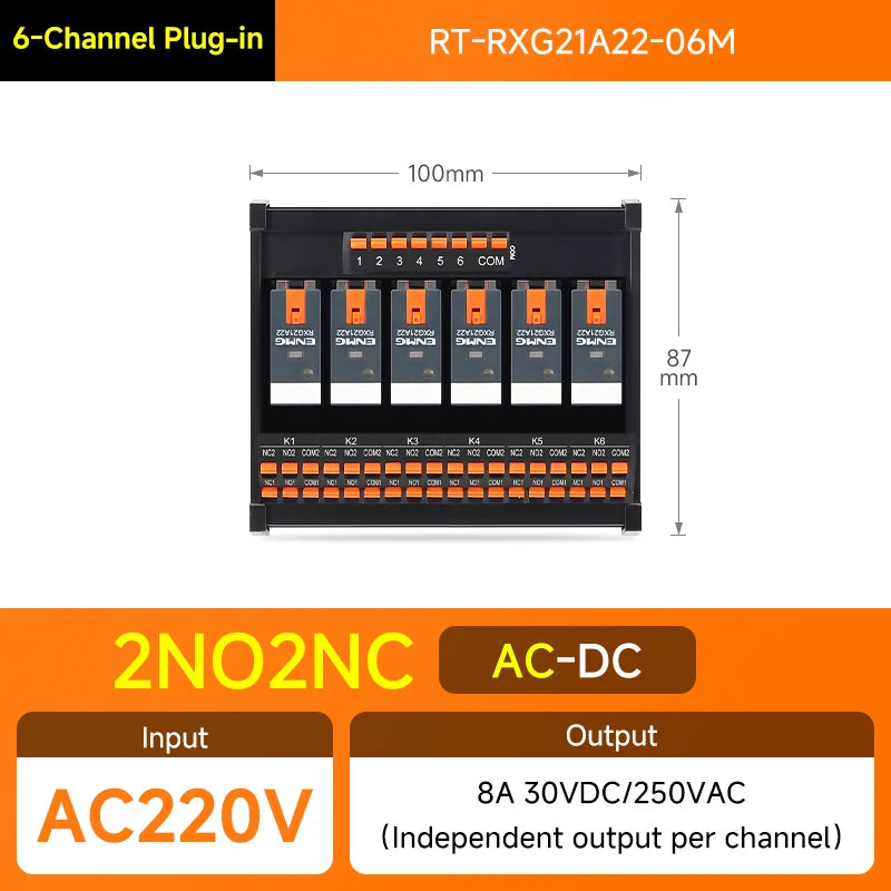 ENMG Relay Module 220VAC 2/4/8/16 Channel SPDT DPDT PLC Signal Amplifier Board Industrial Control Switch