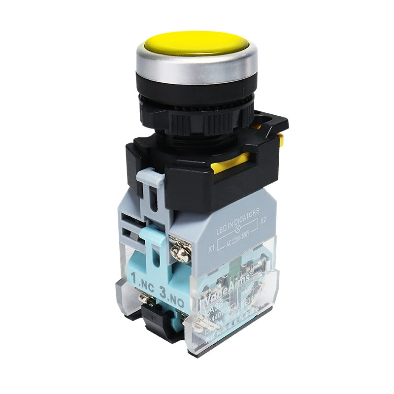 VaneAims 22MM FXB38 Plastic LED Light Push Button Switch 10A 12V 220V Momentary Latching ON/OFF Power Switch with Silver Contact