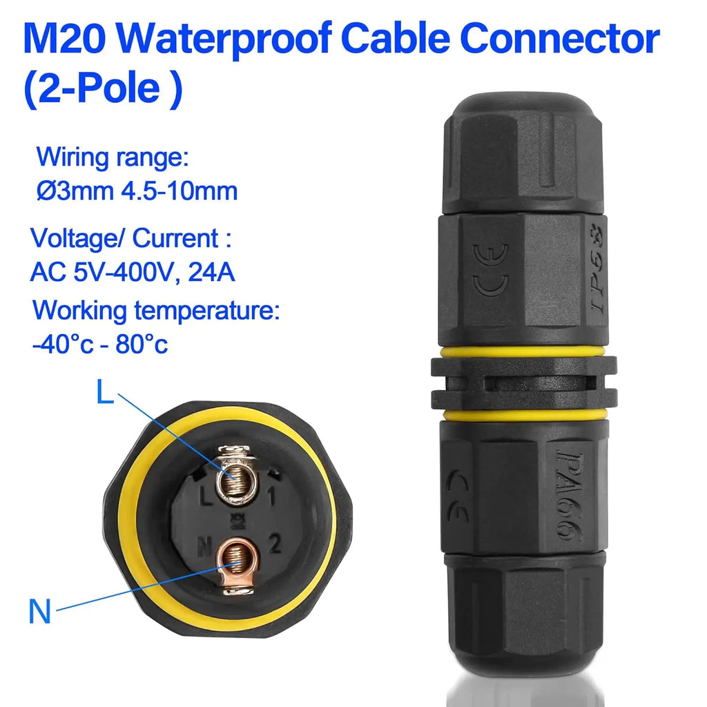 IP68 M20 2/3/4/5-Pin Screw Terminal Waterproof Electrical Connector - Marine Equipment & Outdoor Junction Box Wiring
