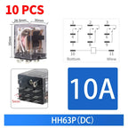 10 PCS Micro Mini Electromagnetic Switch AC 220V DC 24V HH52P HH62P 63P 64PCoil DPDT Intermediate Relay Miniature Control Relays