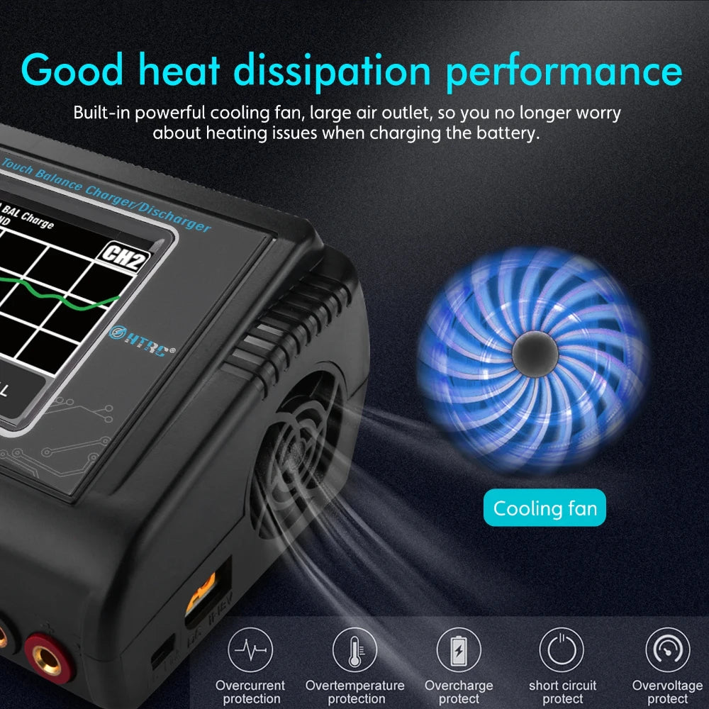 HTRC T240 LIPO balanced charger DUO AC 150W DC 240W 10A Touch Screen Dual Channel Battery Balance Charger Discharger