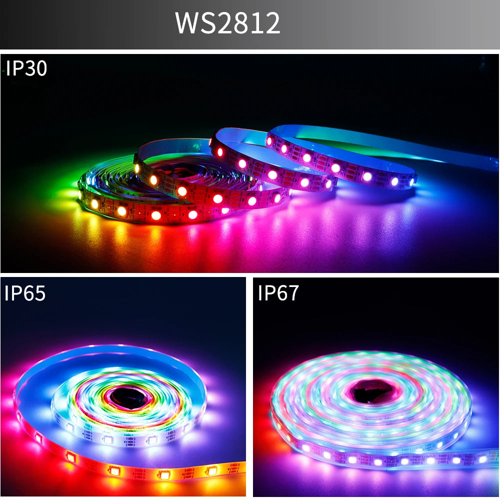 WS2811 WS2812B WS2813 WS2815 30/60/144 leds/m RGB LED Strip WS2812 Individually Addressable Tape Light IP30/IP65/IP67 DC5V DC12V