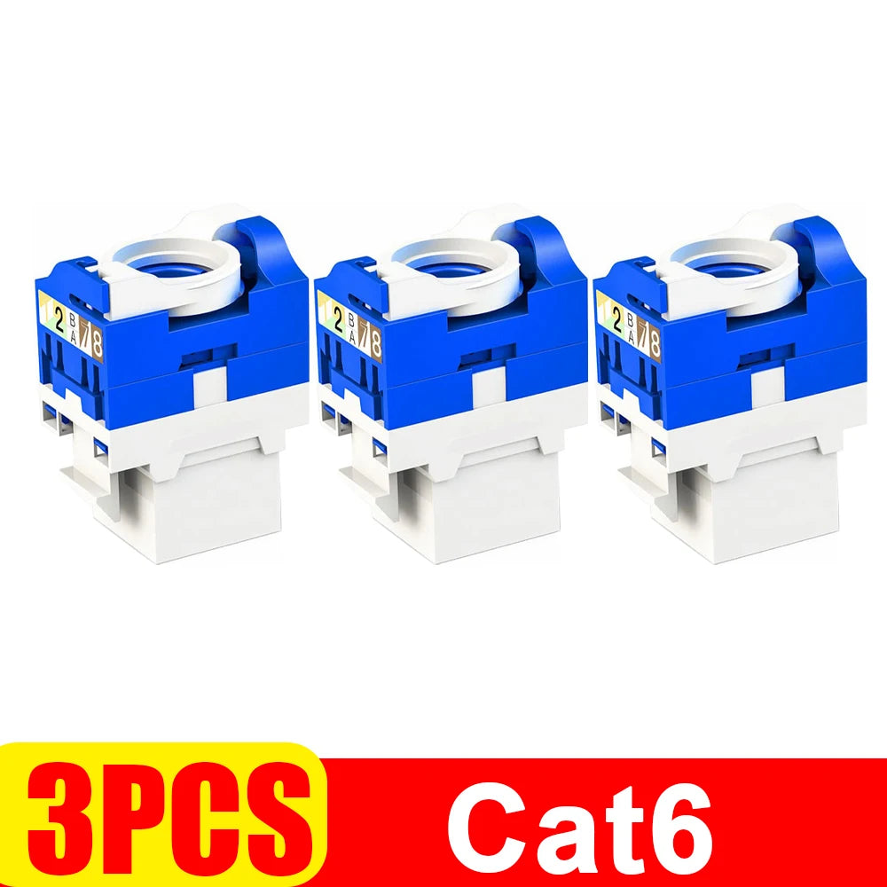 5/3/1PCS RJ45 Cat6 Keystone Jack Module Connector No Punch Down Tool Required Module Coupler Network Cat5e Cat6A Adapters