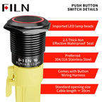 16/19/22mm IP67 Waterproof Push Button Switch LED Ring Light Momentary/Latching Harness Connector Car Engine Power Switches