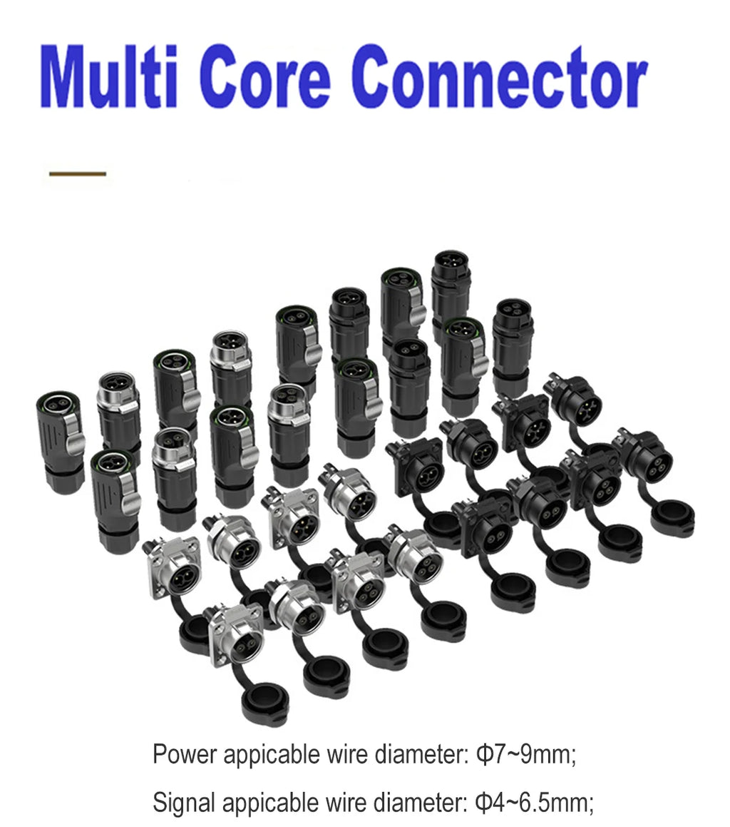 EW-LP16 IP68 Waterproof 20A 600V AC 2Pin 3Pin Crimping Quick Connection Power Aviation Connector Male Plug Female Socket Panel