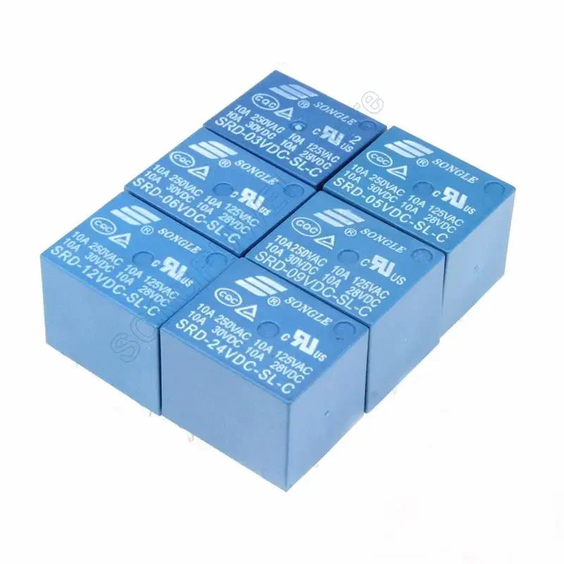 100Pcs/lot  SRD-05VDC-SL-C SRD-12VDC-SL-C SRD-24VDC-SL-C SRD -03V 05V 06V 09V 12V 24V 48V DC Power Relays 10A 250VAC 5PIN T73