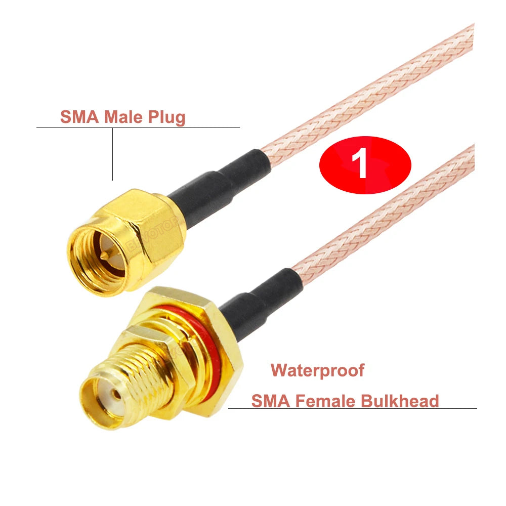 RP-SMA Male to Waterproof SMA Female Bulkhead RG316 Cable 50 Ohm RF Coaxia Pigtail WIFI Router Antenna Extension Cord Jumper
