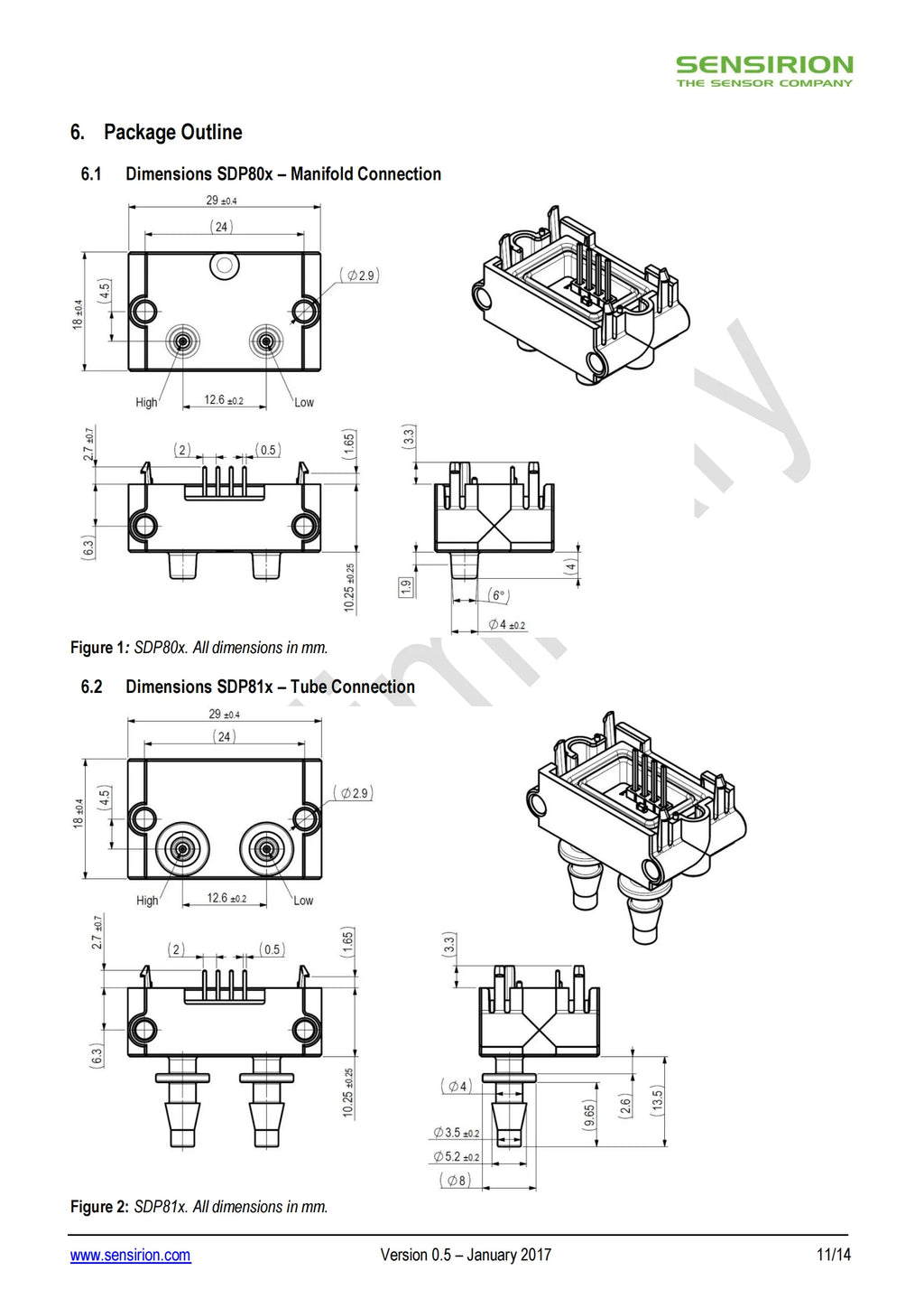 Original SDP810-500PA Differential Pressure Sensor | -5hpa~5hpa | 2.7V-5.5V I2C |  Interface
