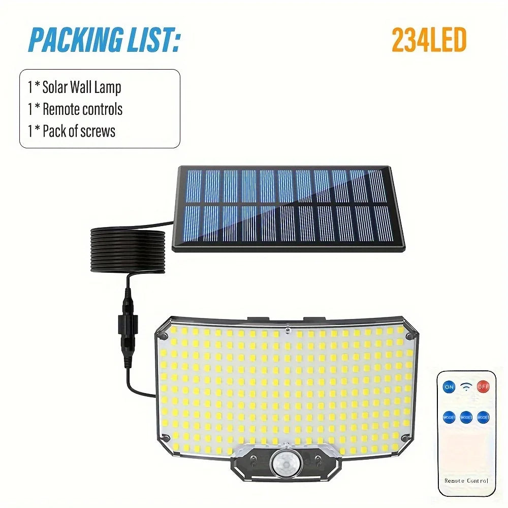 Solar Lights Outdoor 234LED 3 Modes Motion Sensor Flood Lights with Remote IP65 Waterproof Security Solar Lights for Outside