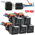 Waterproof Automotive Relay 12v 5pin 40a Car With Black Red Copper Terminal Auto Socket 1pc