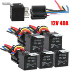 Waterproof Automotive Relay 12v 5pin 40a Car With Black Red Copper Terminal Auto Socket 1pc