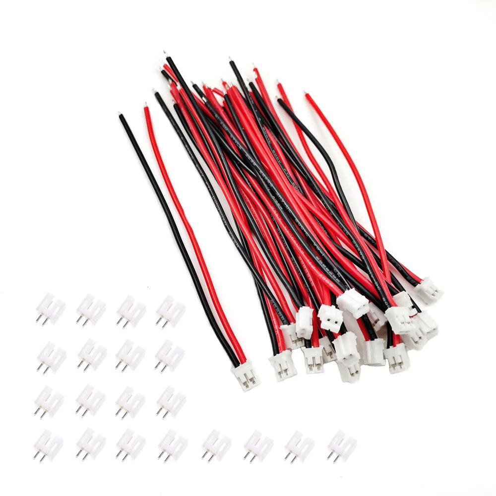 5/10/20 Sets JST PH 2.0mm 2-Pin Connector Kit, 22AWG 10cm Silicone Wire with Micro Female Plug & Straight Male Wafer Pin