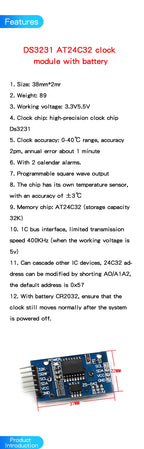 DS1302/3231/1307 PCF8563 real-time clock module time power-off storage timing module