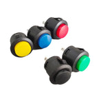 6PCS R13-507 Self Resetting Power Button Card Buckle Switch 16mm round Multiple Panel Mounting without Lock for Electronics