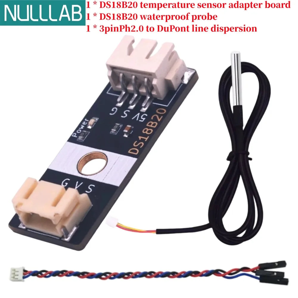 Stainless Steel Waterproof DS18B20 Digital Temp Sensor Probe 1m Cable PH2.0 Interface for Arduino ESP32 Microbit Raspberry Pi