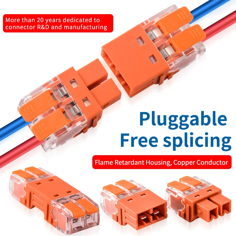 10PCS CMK 642 Quick Lever Wire Connectors 2 In and 2 Out for Compact Plug In Male Female Terminals Blocks Home Wiring 0.2-2.5mm²