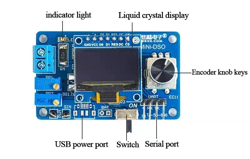 DIY Mini Digital Oscilloscope Kit STC8K8A Microcontroller Electronic Soldering Practice Loose Parts