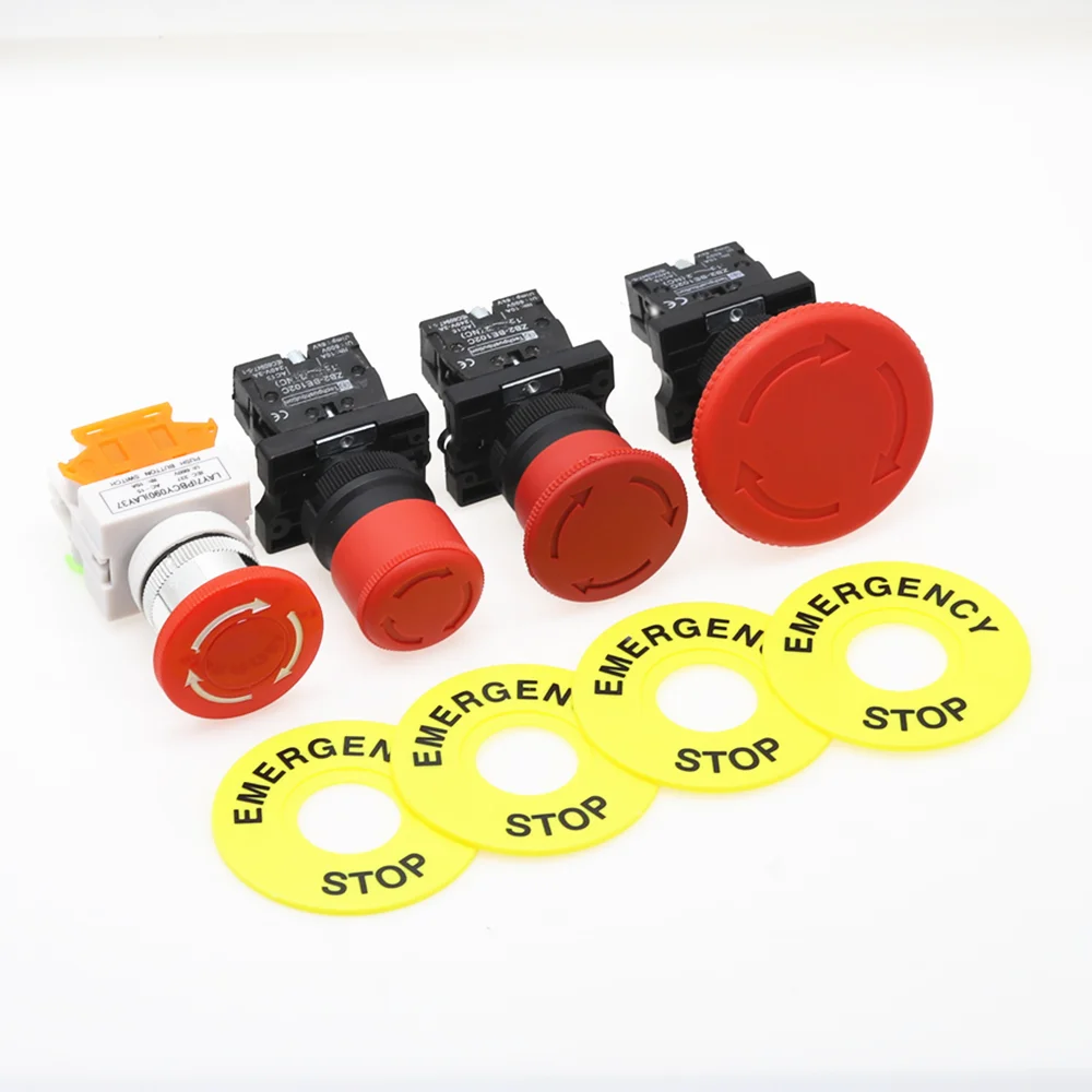 22mm red mushroom head emergency stop button switch XB2 LAY37 NO/NC alarm button switch