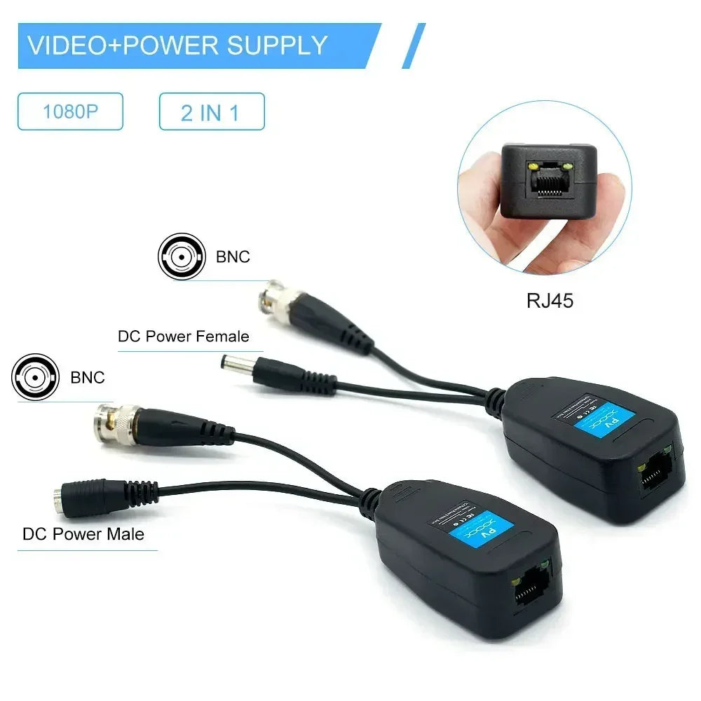 8MP BNC Coaxial Cable 1080p HD CCTV Video Transmission Cable RJ45 Passive BNC Twisted Pair 3-in-1 Security Camera Cable