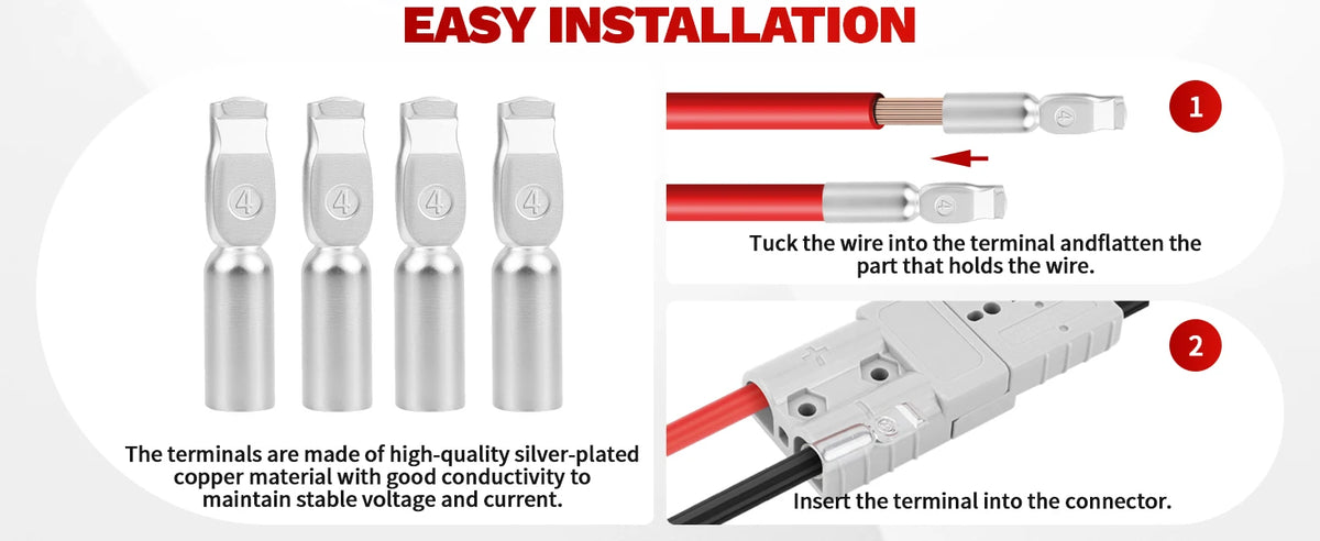 1-10Pcs Battery Terminal Connectors 2-Pin 50A-600V Battery Quick Connect/Disconnect for Anderson Style Plug Connectors DC