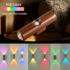 Smart RGB Double-head Wall Light Motion Sensor Magnetic Night Light Rechargeable Spotlight for Bedroom Closet Garden Room Decor