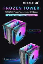 Metalfish CPU Air Cooler 4 6 Heat Pipe PC Radiator Cooling ARGB PWM 12cm Fan For 1851/1700/1200/115X/AM5/AM4/2011/X79/X99