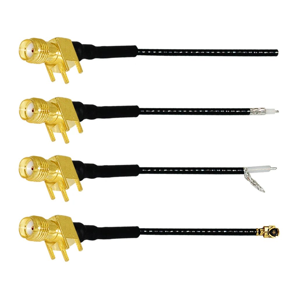 1PC SMA Female Jack Right Angle PCB Connector 1.13mm Cable Other End UFL/ No Connector/Exposed/Fork Soldering 15cm Customized