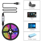 RGB LED Strip Light SMD 5050 USB Remote&APP Control Bluetooth Flexible Tape Diode Ribbon for TV Backdrop Living Room Bedroom