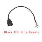 5V USB 2.0 A Male/Female Plug Power Supply Cable 2/4Pin Pigtail Wire Jack Charger Charging Cord Extension Connector DIY 0.3/1/2M